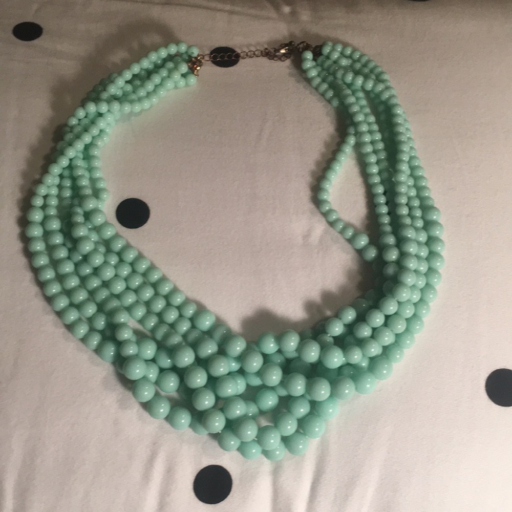 Mint green beaded necklace